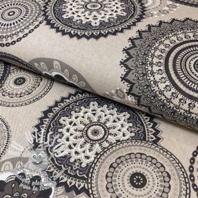 Tissu déco Linenlook Geometric mandala anthracite