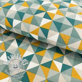 Tissu déco Linenlook Diamond triangle green