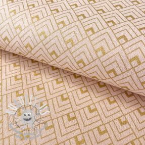 Tissu déco Linenlook Art deco cubes rose metallic premium