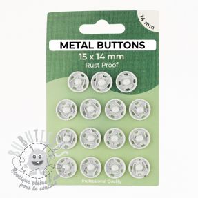Boutons Pression METAL 14 mm silver