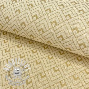 Tissu déco Linenlook Art deco cubes light yellow metallic premium