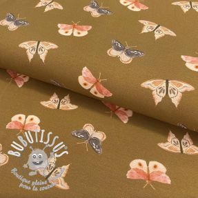 Jersey Night butterflies light brown digital print ORGANIC