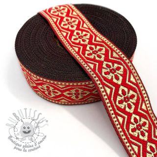 Jacquard Gold flower bright red