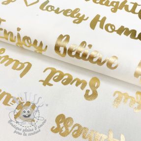 Tissu déco Words cream metallic premium