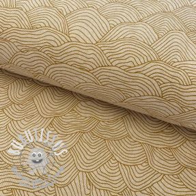 Tissu déco Linenlook Hand drawn wave golden yellow