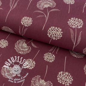 Tissu déco Linenlook Elegant dandelion bordeaux