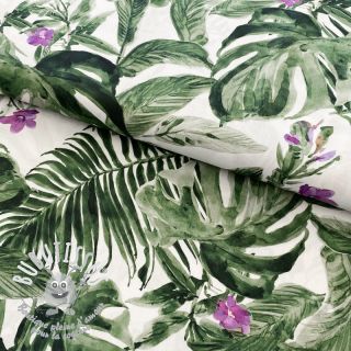 Viscose RADIANCE Jungle flowers green digital print