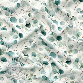 Viscose RADIANCE Eucalyptus leaves white digital print