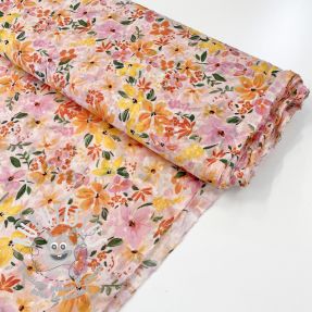 Viscose DOBBY Meadow flowers white digital print