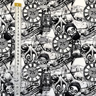 Jersey Pirate skulls white digital print