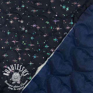 Tissu matelassé FOIL Hearts navy