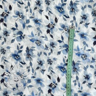 Viscose DOBBY Flowers blue digital print