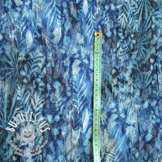 Viscose RADIANCE Abstract leaves blue digital print