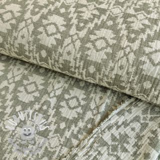 Tissu double gaze/mousseline JACQUARD Aztec army green