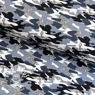 Jersey Shimmering camouflage blue digital print