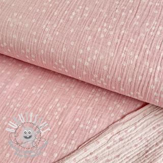 Tissu double gaze/mousseline JACQUARD Tossed dots pink