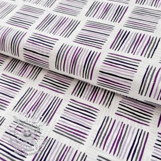 Tissu coton Square stripes Snoozy violet