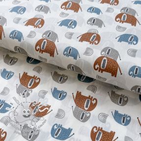 Tissu coton Elephants Snoozy brick