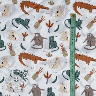 Tissu coton Jungle animals Snoozy brick