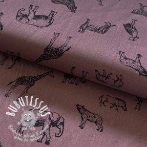 Tissu coton Wildlife Snoozy mauve