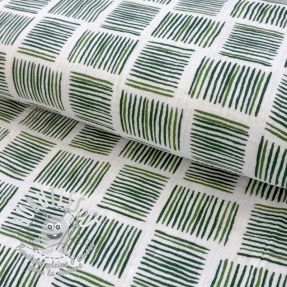 Tissu double gaze/mousseline Square stripes Snoozy camo green