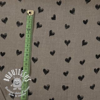 Tissu double gaze/mousseline Draw heart Snoozy pebble