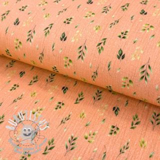 Tissu double gaze/mousseline Leaves and flowers Snoozy design B