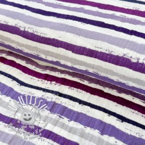 Tissu double gaze/mousseline Big stripes Snoozy violet
