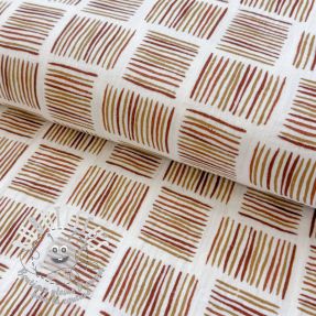 Tissu double gaze/mousseline Square stripes Snoozy brick