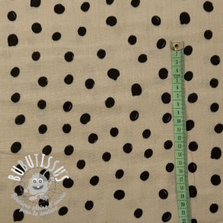 Tissu double gaze/mousseline Draw dots Snoozy sand