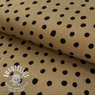 Tissu double gaze/mousseline Draw dots Snoozy camel