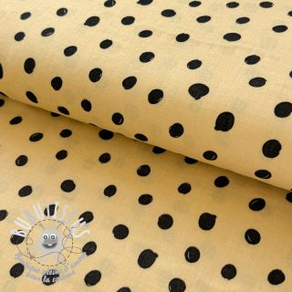 Tissu double gaze/mousseline Draw dots Snoozy light yellow