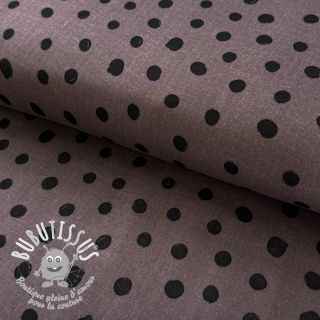 Tissu double gaze/mousseline Draw dots Snoozy mauve