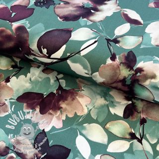 Viscose Twill water painted floral green digital print