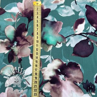 Viscose Twill water painted floral green digital print