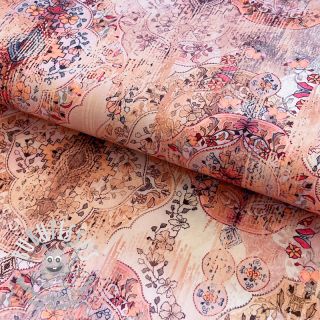 Viscose Satin antique Maroque pink digital print