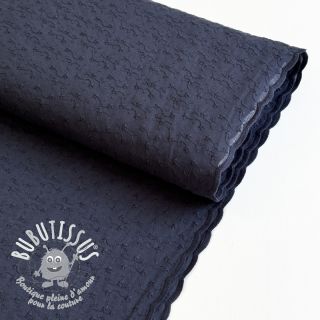 Tissu coton Embroidery 2 side navy