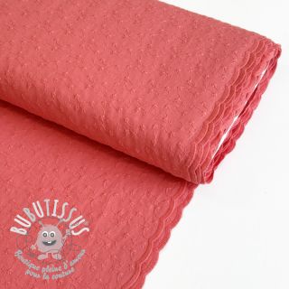 Tissu coton Embroidery 2 side dark coral