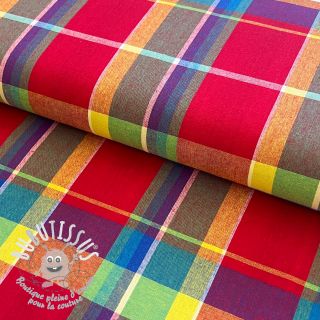 Tissu coton Check madras dark red