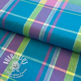 Tissu coton Check madras petrol