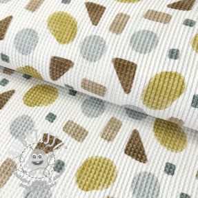 Tissu nid d’abeille Shapes yellow digital print