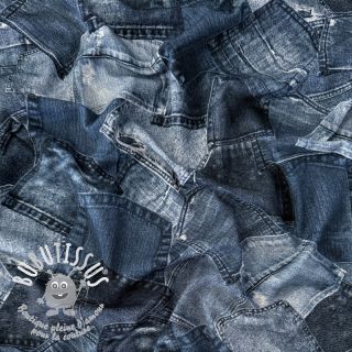 Jersey Jeans pocket navy digital print