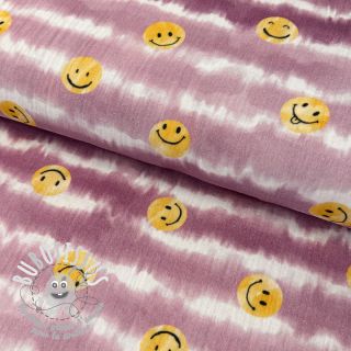 Tissu double gaze/mousseline Happy faces blush digital print