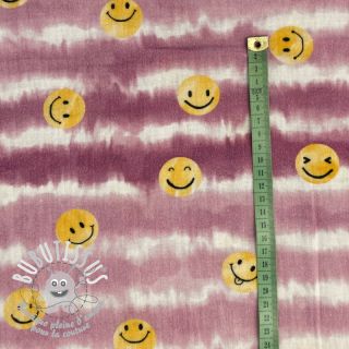 Tissu double gaze/mousseline Happy faces blush digital print