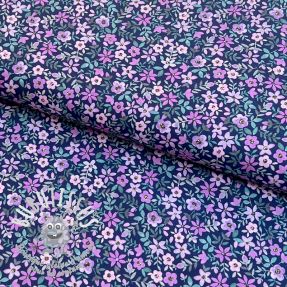 Tissu coton Mimi flowers navy purple digital print