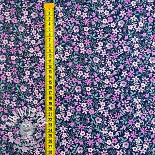 Tissu coton Mimi flowers navy purple digital print