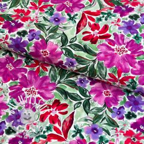 Viscose RADIANCE Gentle flowers purple digital print