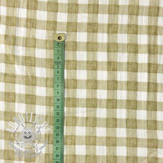 Tissu double gaze/mousseline Safari life check digital print ORGANIC