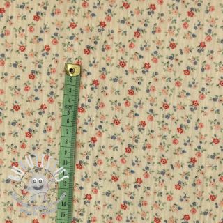 Tissu double gaze/mousseline Tossed mini flowers off white digital print