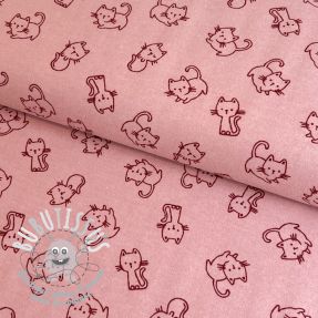 Tissu coton FLANNEL Cats old rose